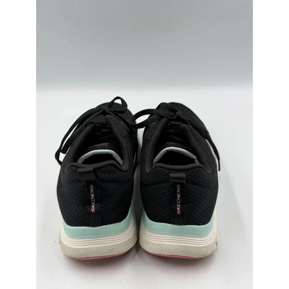 Skechers Flex Lite Womens 8 Black Aqua Pink Memory Foam Sneakers 149303TX